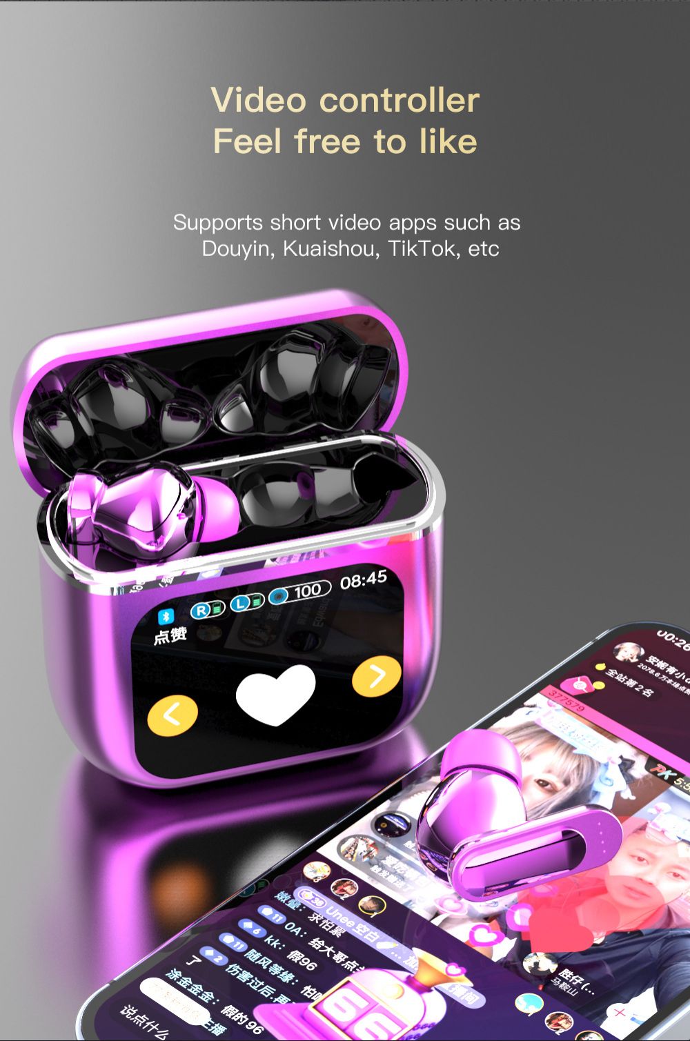 SE60 ANC ENC Noise Cancelling Tws Bluetooth Wireless Gaming in-ear Headphones Bluetooth Wireless Earbuds Earphones with Color Screen Wireless Earpods Bluetooth Headphone with Microphone Music Pods Bud
