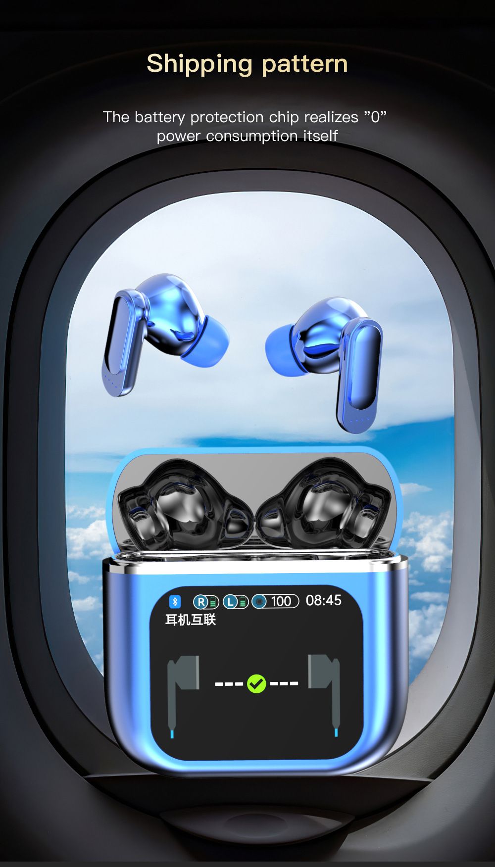 SE60 ANC ENC Noise Cancelling Tws Bluetooth Wireless Gaming in-ear Headphones Bluetooth Wireless Earbuds Earphones with Color Screen Wireless Earpods Bluetooth Headphone with Microphone Music Pods Bud