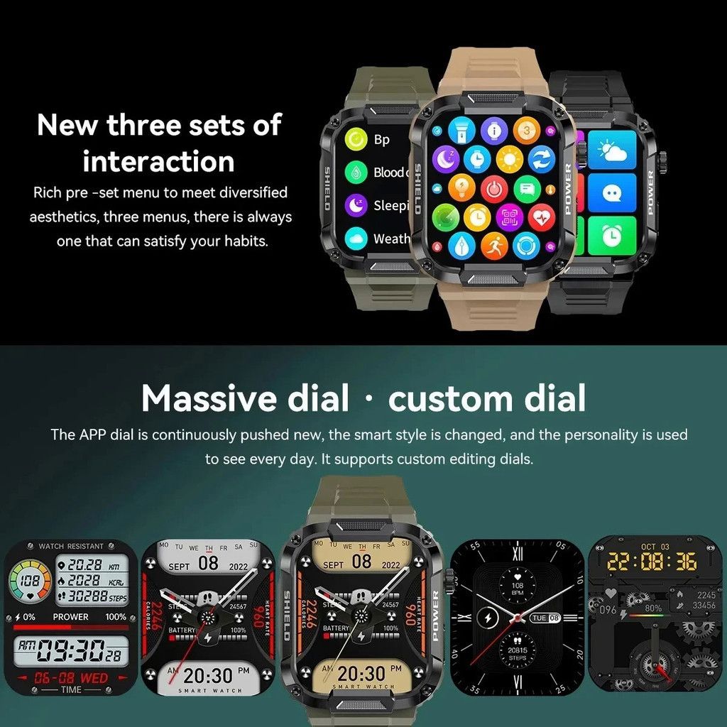 Men Smart Watch IP68 waterproof Smartwatches Outdoor Mountain climbing swimming Bluetooth-compatible Call Music Play Heart Rate Monitor Health Sports Bracelet Siri AI voice assistant Mk66 Smart Watch