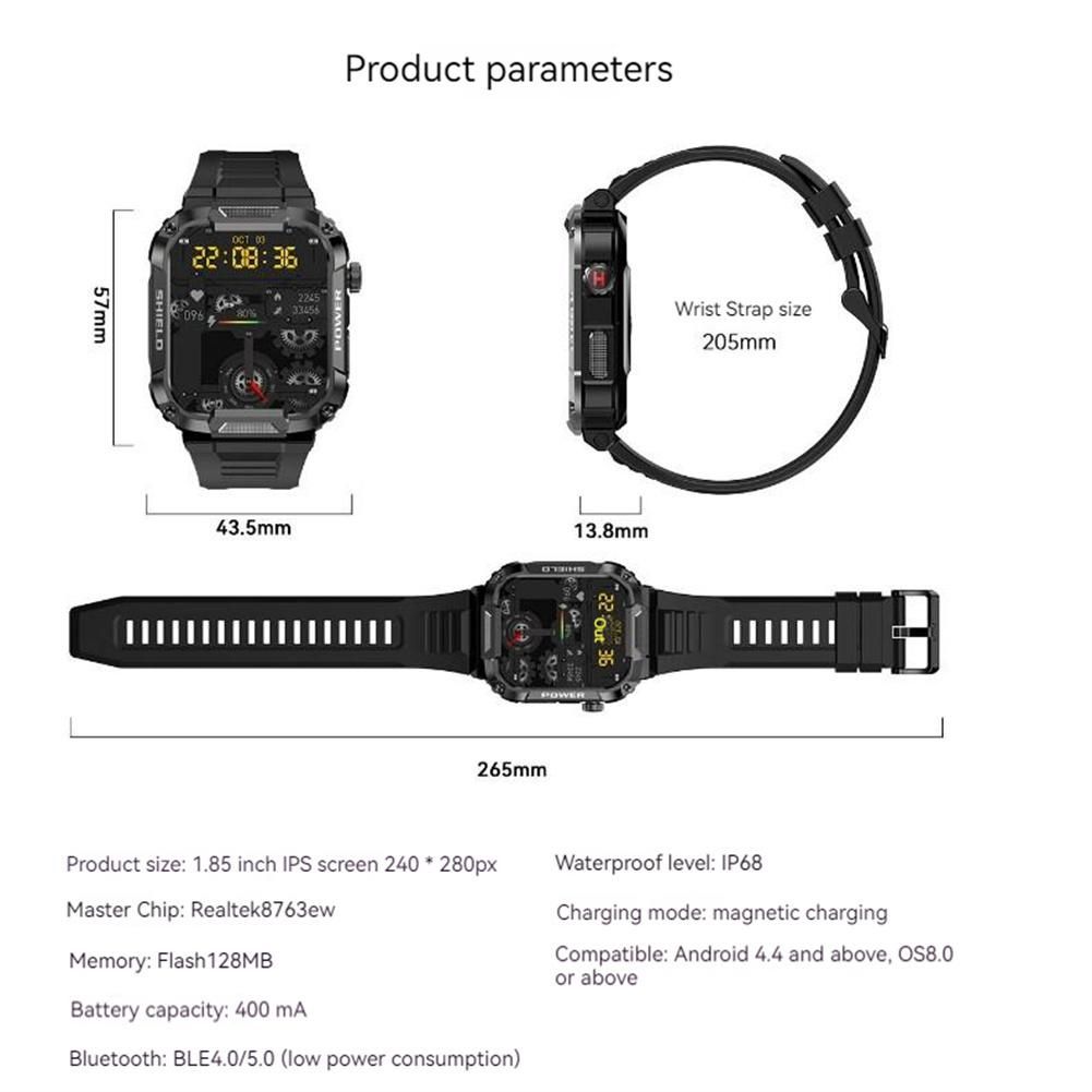 Men Smart Watch IP68 waterproof Smartwatches Outdoor Mountain climbing swimming Bluetooth-compatible Call Music Play Heart Rate Monitor Health Sports Bracelet Siri AI voice assistant Mk66 Smart Watch