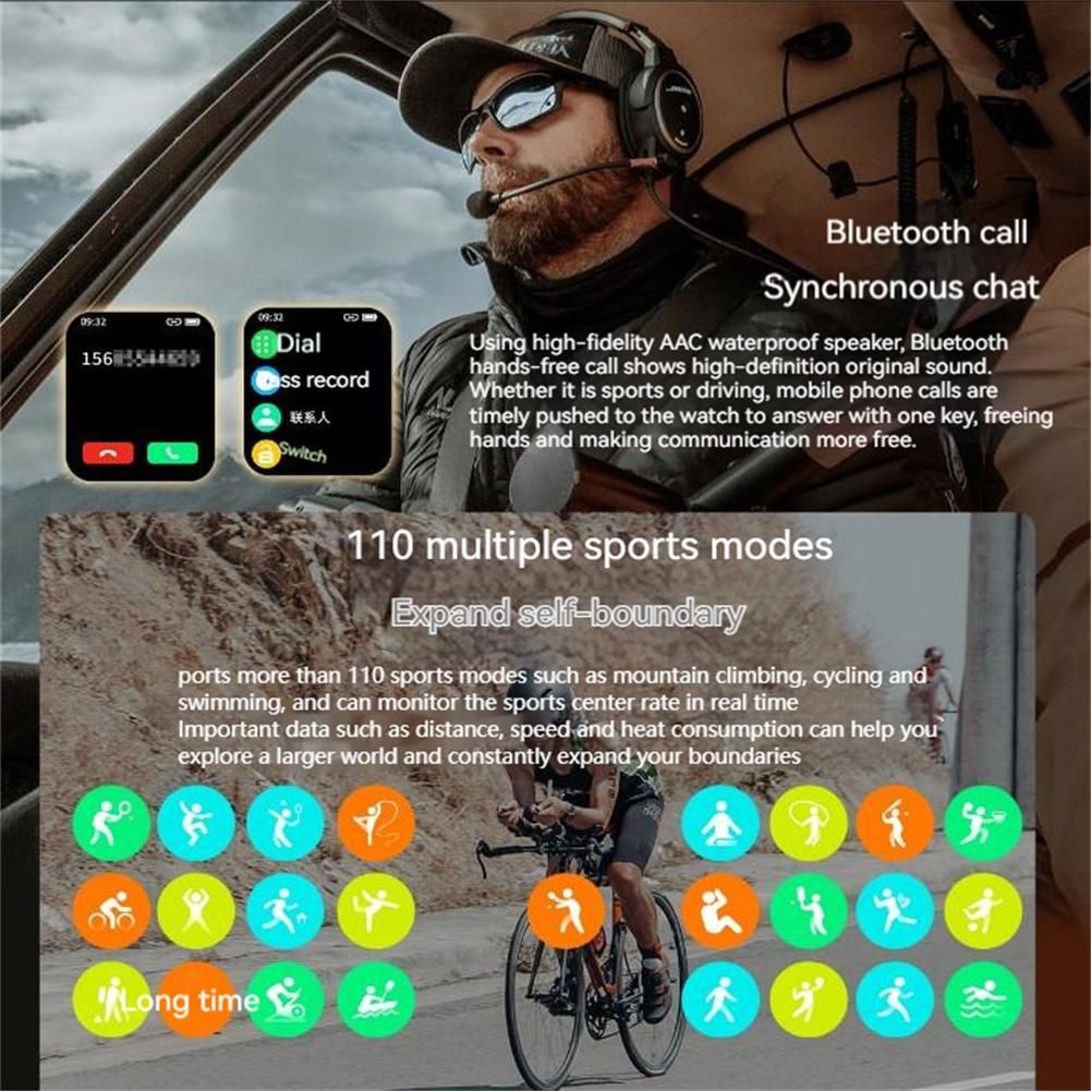 Men Smart Watch IP68 waterproof Smartwatches Outdoor Mountain climbing swimming Bluetooth-compatible Call Music Play Heart Rate Monitor Health Sports Bracelet Siri AI voice assistant Mk66 Smart Watch