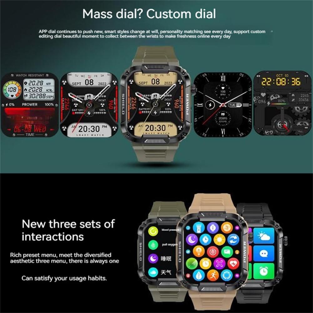 Men Smart Watch IP68 waterproof Smartwatches Outdoor Mountain climbing swimming Bluetooth-compatible Call Music Play Heart Rate Monitor Health Sports Bracelet Siri AI voice assistant Mk66 Smart Watch
