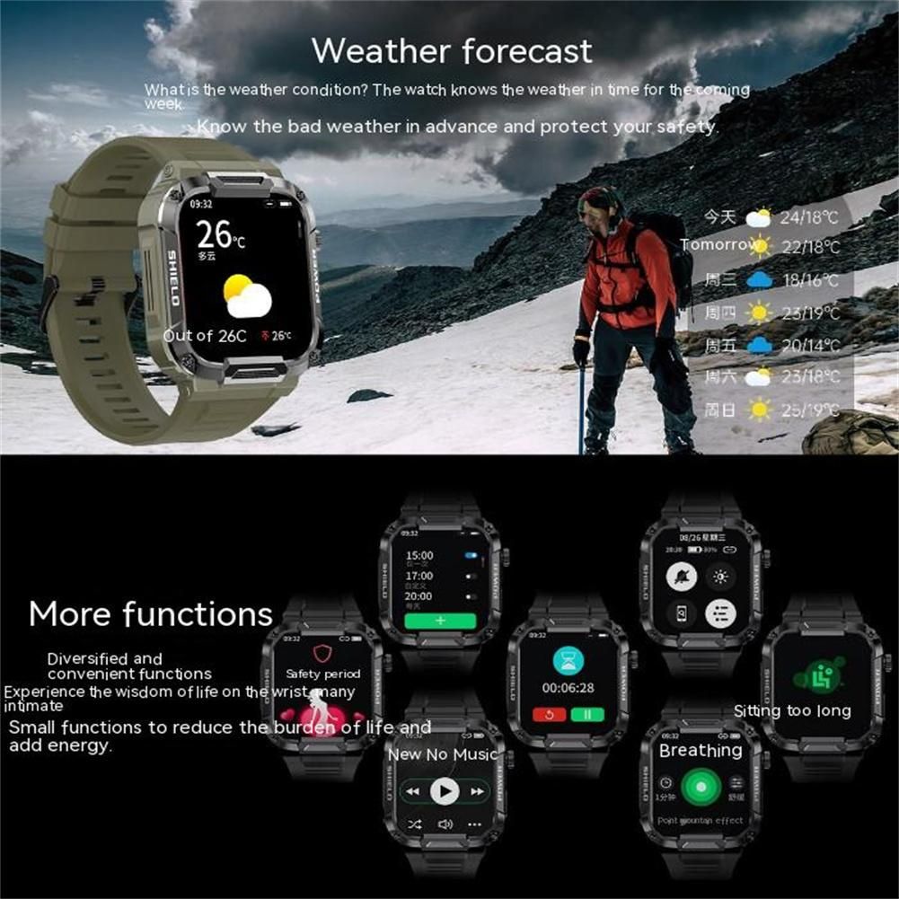 Men Smart Watch IP68 waterproof Smartwatches Outdoor Mountain climbing swimming Bluetooth-compatible Call Music Play Heart Rate Monitor Health Sports Bracelet Siri AI voice assistant Mk66 Smart Watch