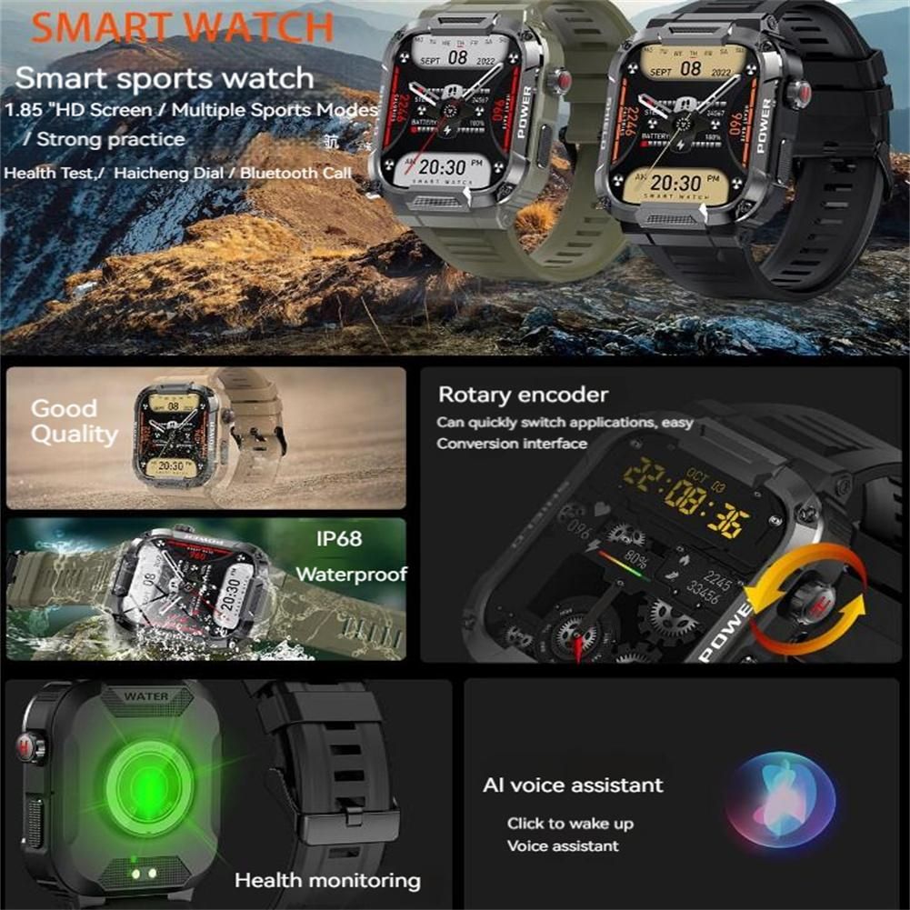 Men Smart Watch IP68 waterproof Smartwatches Outdoor Mountain climbing swimming Bluetooth-compatible Call Music Play Heart Rate Monitor Health Sports Bracelet Siri AI voice assistant Mk66 Smart Watch