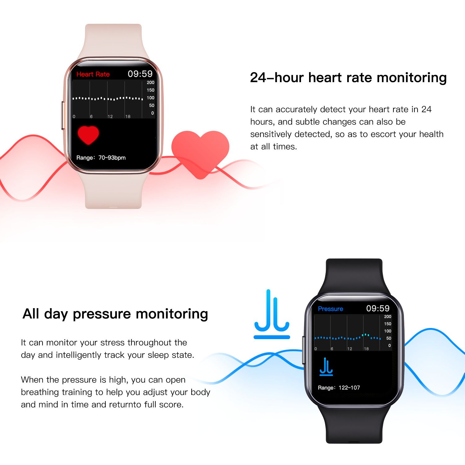 Smart Watch Q23 Women Men 1.69 Inch HD Screen Fitness Bracelet Heart Rate Blood Pressure Monitoring Smartwatch Waterproof Men Women Smartwatches Smart Band Sports Watch Couple Unisex Watch Kids Watch