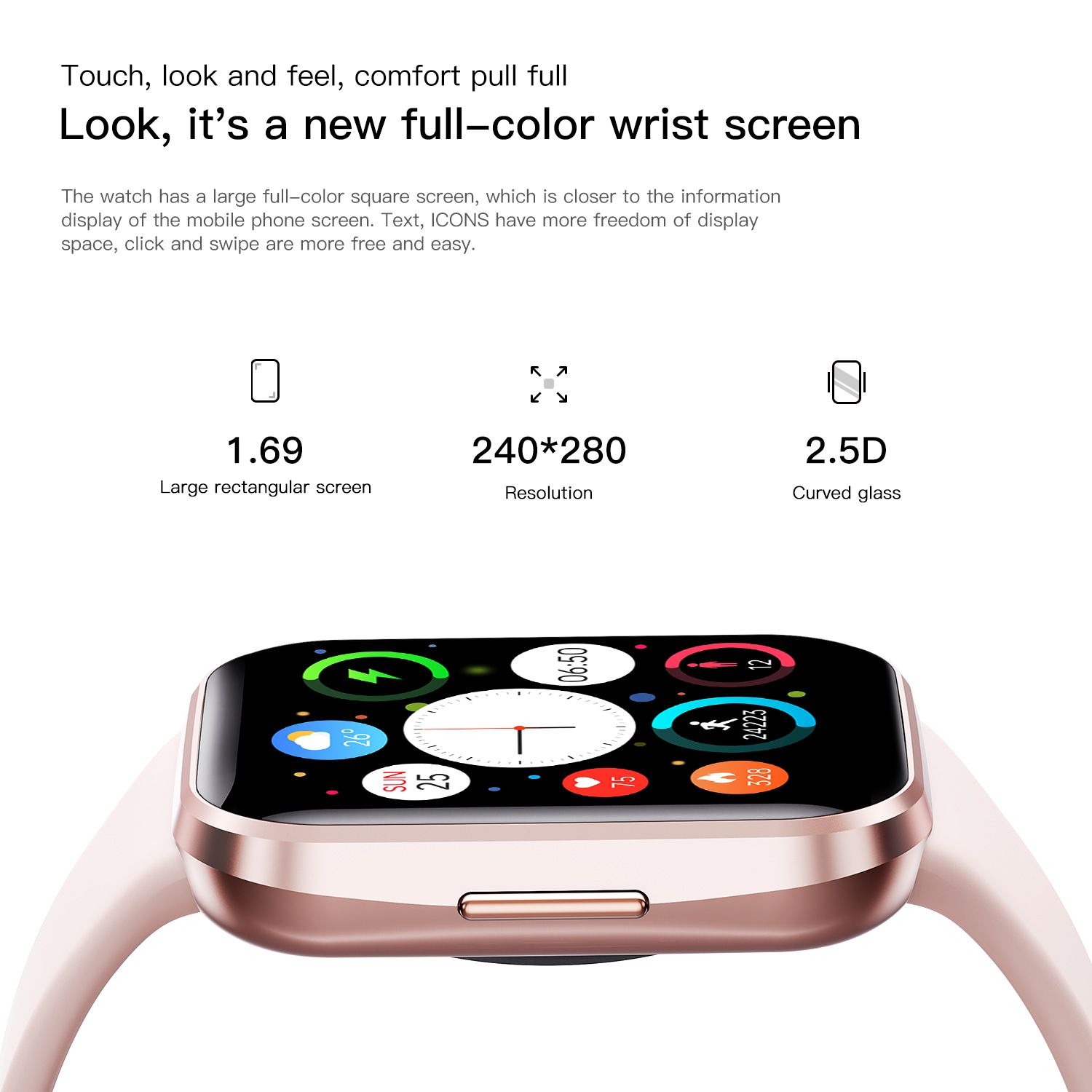 Smart Watch Q23 Women Men 1.69 Inch HD Screen Fitness Bracelet Heart Rate Blood Pressure Monitoring Smartwatch Waterproof Men Women Smartwatches Smart Band Sports Watch Couple Unisex Watch Kids Watch