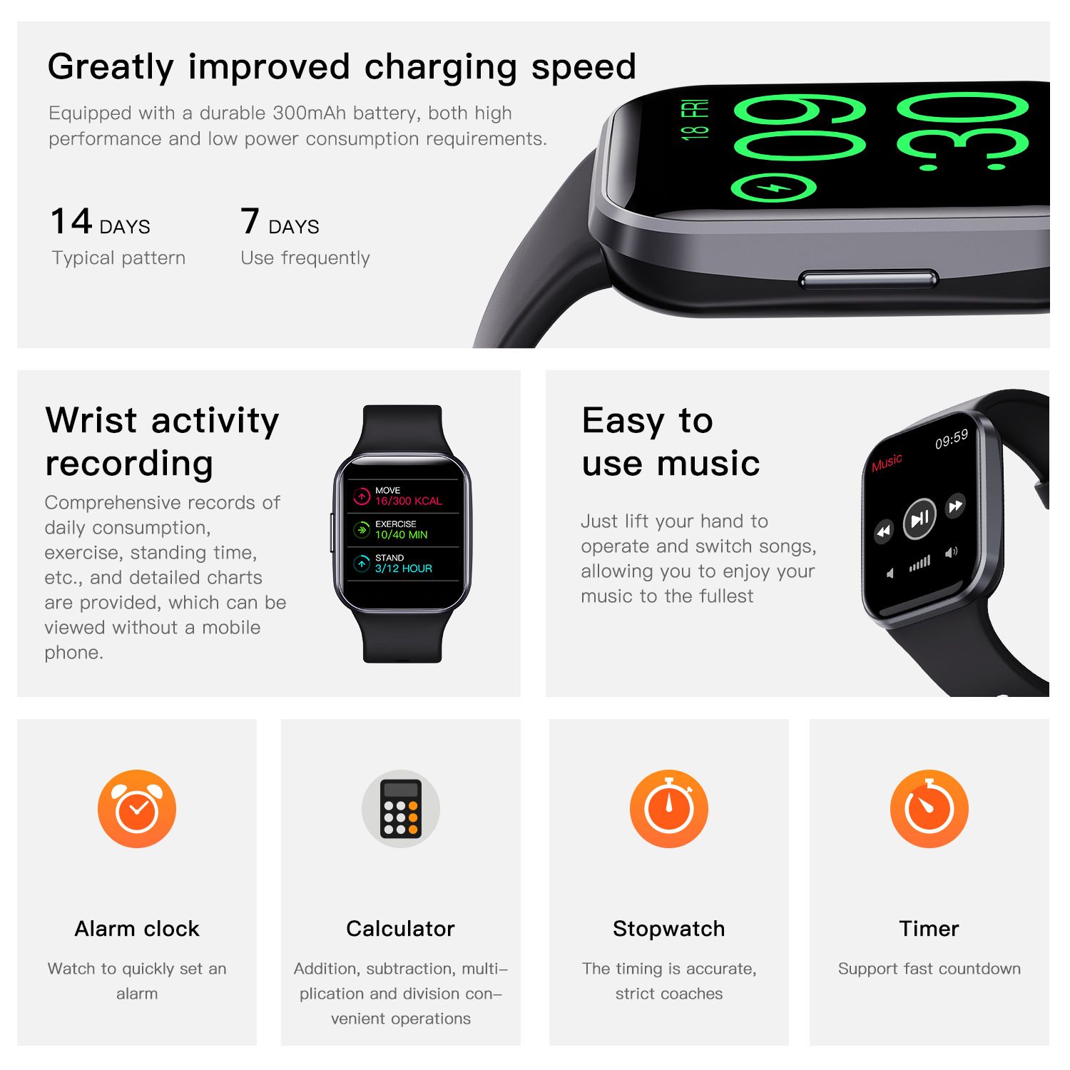 Smart Watch Q23 Women Men 1.69 Inch HD Screen Fitness Bracelet Heart Rate Blood Pressure Monitoring Smartwatch Waterproof Men Women Smartwatches Smart Band Sports Watch Couple Unisex Watch Kids Watch