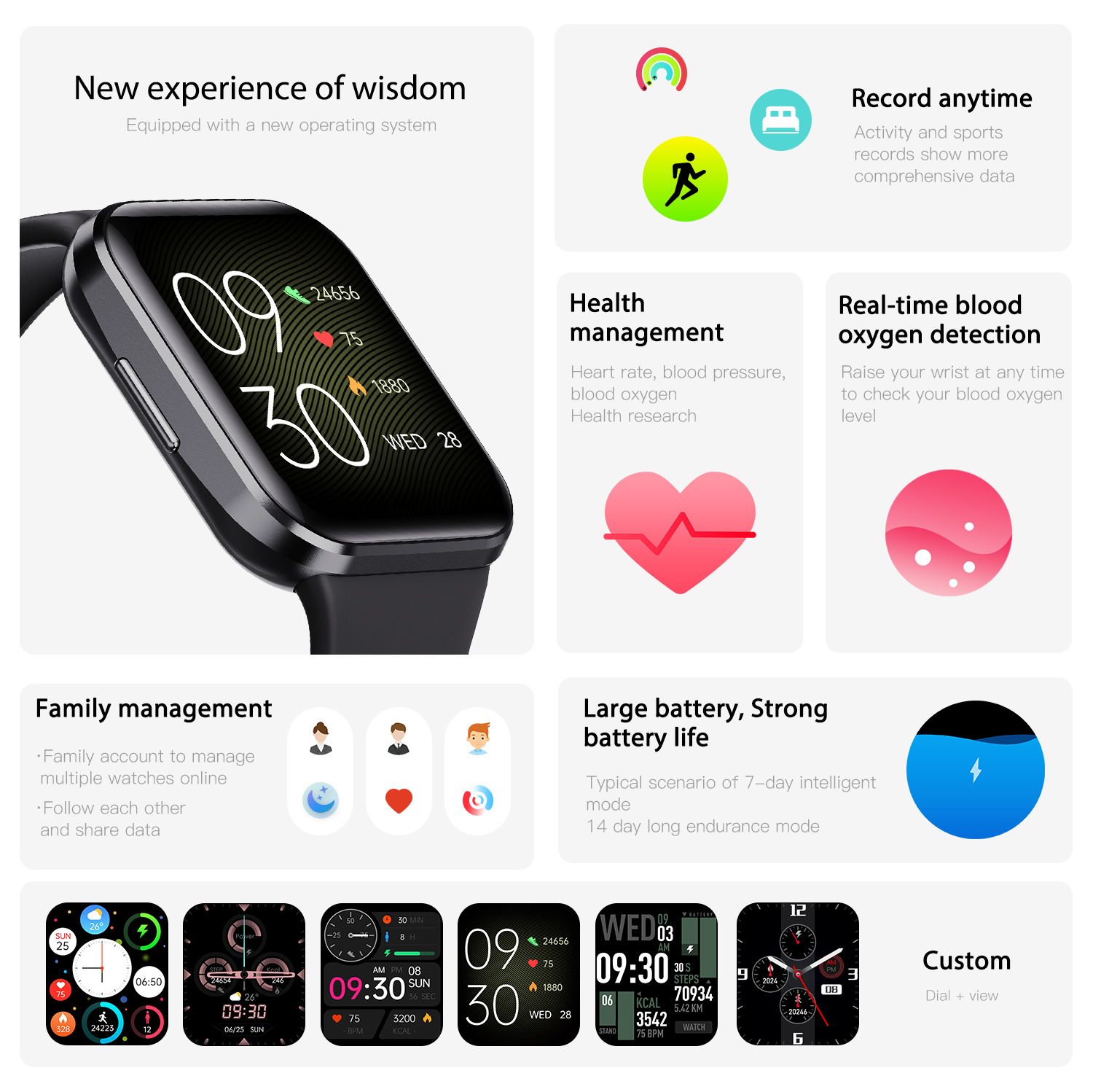 Smart Watch Q23 Women Men 1.69 Inch HD Screen Fitness Bracelet Heart Rate Blood Pressure Monitoring Smartwatch Waterproof Men Women Smartwatches Smart Band Sports Watch Couple Unisex Watch Kids Watch