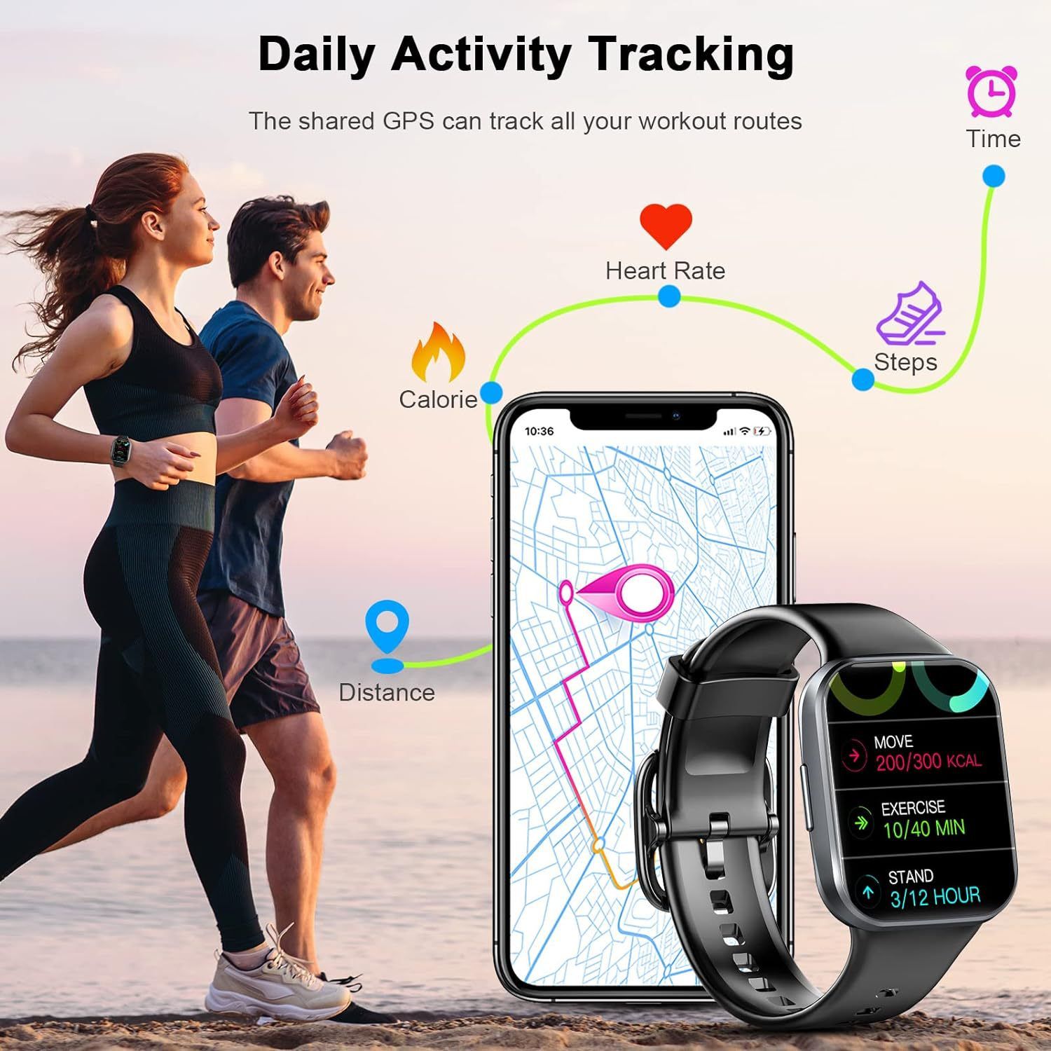 Smart Watch Q23 Women Men 1.69 Inch HD Screen Fitness Bracelet Heart Rate Blood Pressure Monitoring Smartwatch Waterproof Men Women Smartwatches Smart Band Sports Watch Couple Unisex Watch Kids Watch