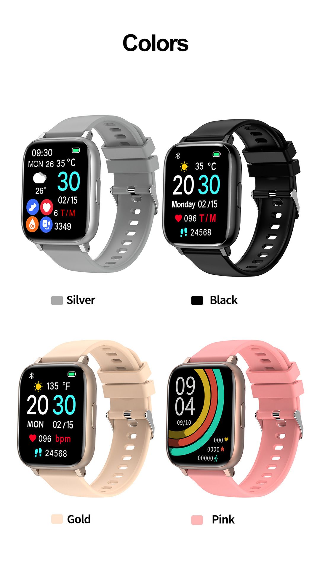 H9 smartwatch Square screen Women Men Smart Watch Fitness Tracker Sports Watches Kids Smart Watch Unisex Watch Couple Watch supports information reminders Bluetooth calls heart rate Alarm Clock
