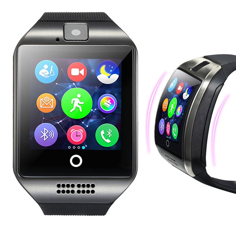Digital Touch Screen Smart Watch With SIM Card Slot Q18 Smart Bracelet Camera Bluetooth Call Wristwatch SIM Card Women Smartwatch IOS Android Phones Support Whatsapp Facebook DZ09 Men Smart Watch