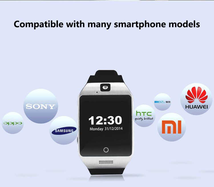 Digital Touch Screen Smart Watch With SIM Card Slot Q18 Smart Bracelet Camera Bluetooth Call Wristwatch SIM Card Women Smartwatch IOS Android Phones Support Whatsapp Facebook DZ09 Men Smart Watch