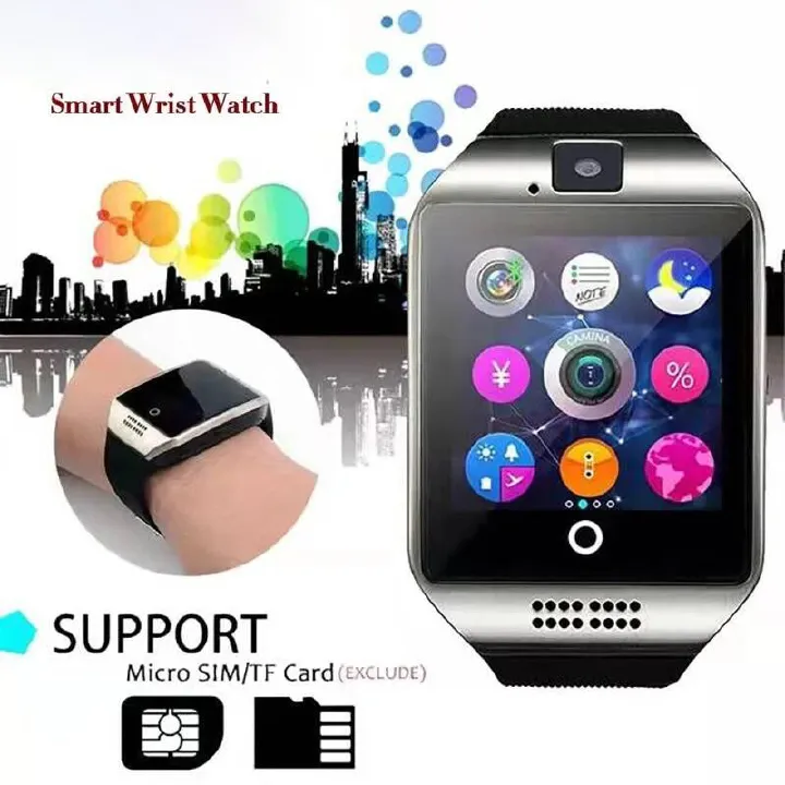 Q18 Smart Watch With SIM Card Slot TF Card Slot Android Sport Smartwatch Camera pk DZ09 U8 v8 gt08 Wristwatch Smart bracelet bluetooth Call Men smart watch sim slot woman smartwatch 2G Net Smartphone