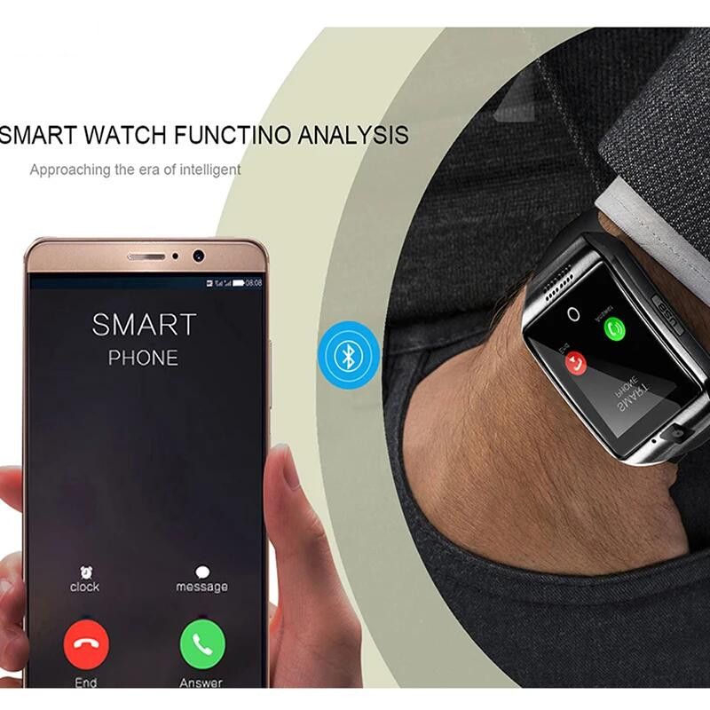 Digital Touch Screen Smart Watch With SIM Card Slot Q18 Smart Bracelet Camera Bluetooth Call Wristwatch SIM Card Women Smartwatch IOS Android Phones Support Whatsapp Facebook DZ09 Men Smart Watch
