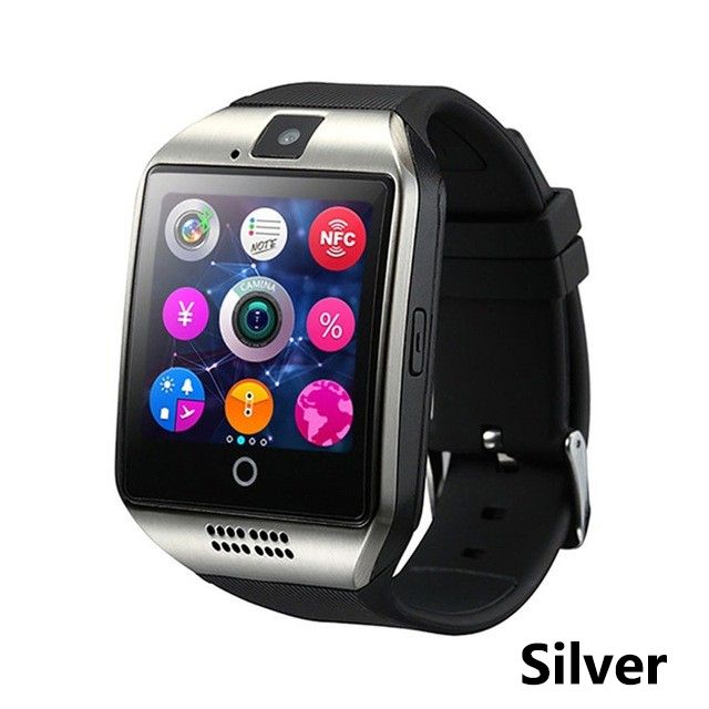 Digital Touch Screen Smart Watch With SIM Card Slot Q18 Smart Bracelet Camera Bluetooth Call Wristwatch SIM Card Women Smartwatch IOS Android Phones Support Whatsapp Facebook DZ09 Men Smart Watch