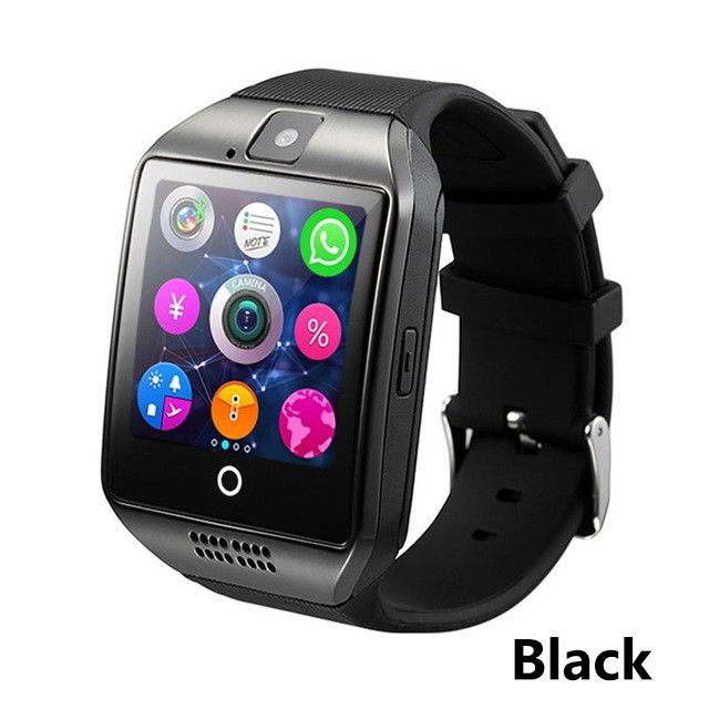 Digital Touch Screen Smart Watch With SIM Card Slot Q18 Smart Bracelet Camera Bluetooth Call Wristwatch SIM Card Women Smartwatch IOS Android Phones Support Whatsapp Facebook DZ09 Men Smart Watch