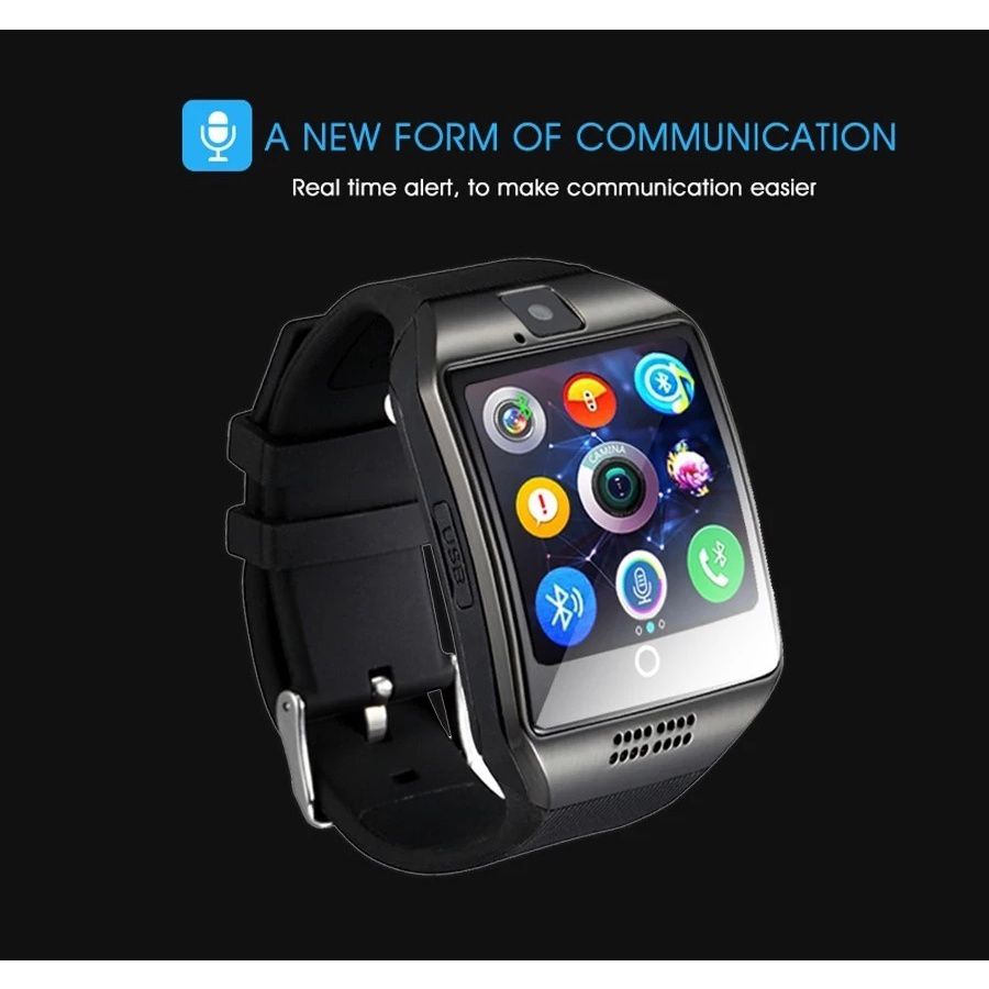 Digital Touch Screen Smart Watch With SIM Card Slot Q18 Smart Bracelet Camera Bluetooth Call Wristwatch SIM Card Women Smartwatch IOS Android Phones Support Whatsapp Facebook DZ09 Men Smart Watch