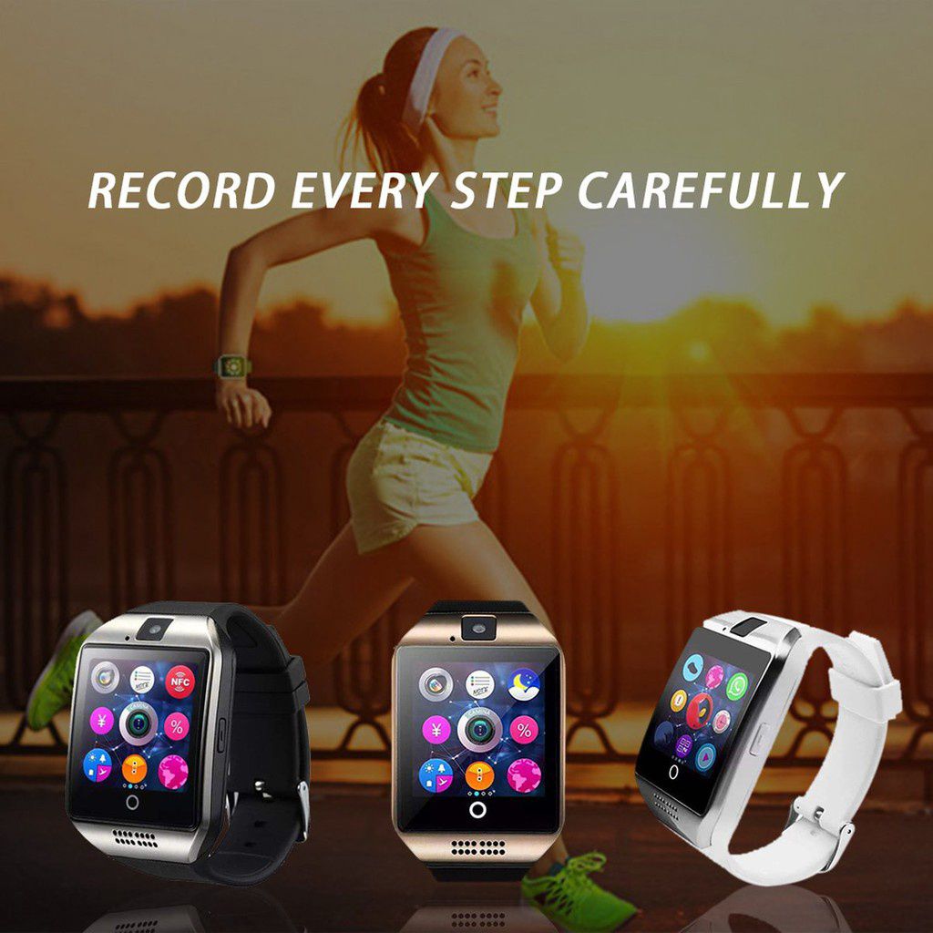 Digital Touch Screen Smart Watch With SIM Card Slot Q18 Smart Bracelet Camera Bluetooth Call Wristwatch SIM Card Women Smartwatch IOS Android Phones Support Whatsapp Facebook DZ09 Men Smart Watch