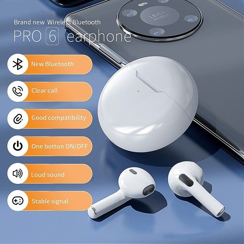 JQSEN Air Pro 6 Wireless Earbuds TWS Bluetooth Earphone headset bluetooth wireless earphone Wireless Headphones with Microphone Fone Sports Noise Reduction Android gaming Earphone Earpods