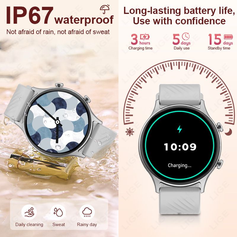 Bluetooth Call Smart Watch Women Men Sports Watch Smart voice assistant Couple Smartwatches Waterproof Smart Watch Heart Rate Monitoring Calories Pedometer Information notification Alarm Clock Watches