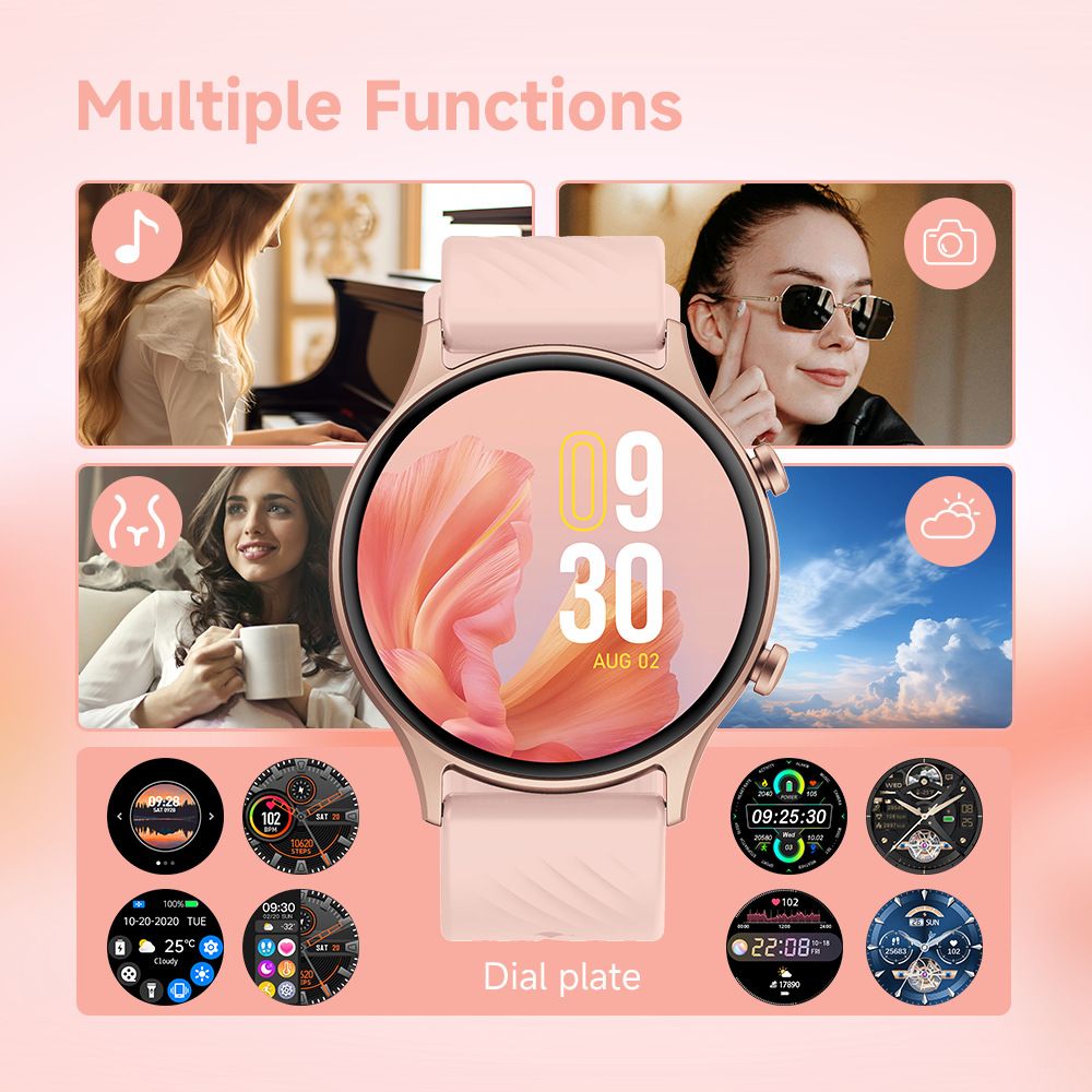 Bluetooth Call Smart Watch Women Men Sports Watch Smart voice assistant Couple Smartwatches Waterproof Smart Watch Heart Rate Monitoring Calories Pedometer Information notification Alarm Clock Watches
