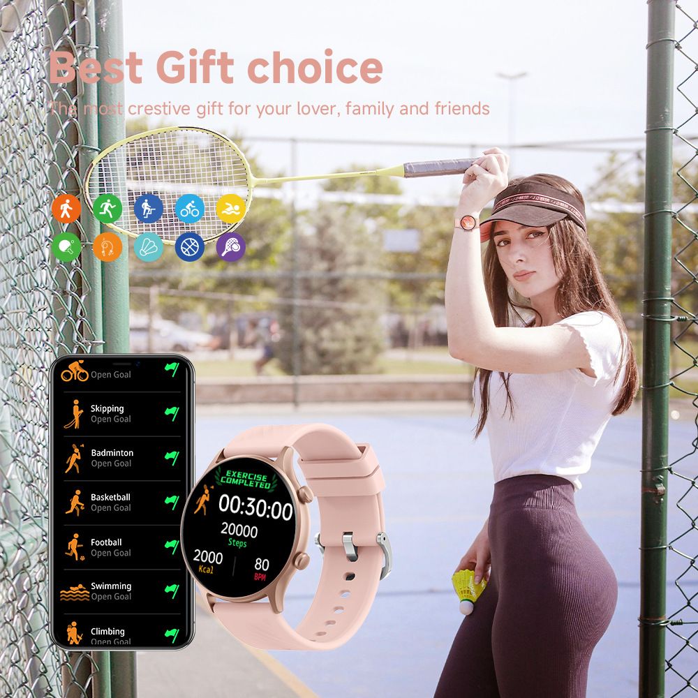 Bluetooth Call Smart Watch Women Men Sports Watch Smart voice assistant Couple Smartwatches Waterproof Smart Watch Heart Rate Monitoring Calories Pedometer Information notification Alarm Clock Watches