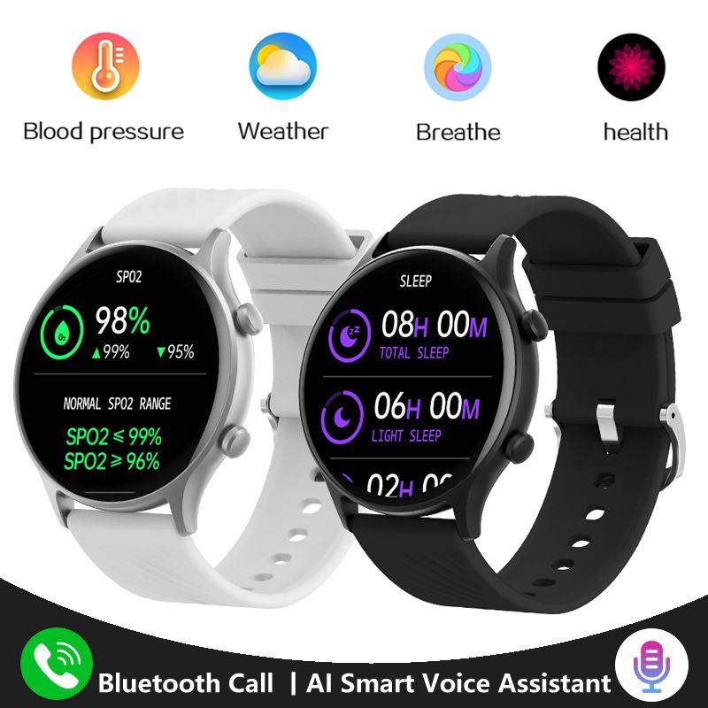 Bluetooth Call Smart Watch Women Men Sports Watch Smart voice assistant Couple Smartwatches Waterproof Smart Watch Heart Rate Monitoring Calories Pedometer Information notification Alarm Clock Watches