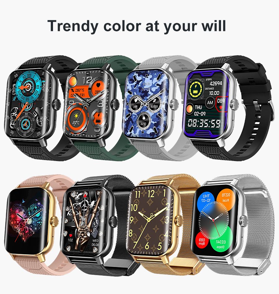Men Women bluetooth smart watch 2.01 HD curved Screen NFC blood sugar Heart Rate Monitoring sports Smart bracelet Full Touch Wrist Watch For Women Stainless steel milanese Strap Fashion Men Smartwatch
