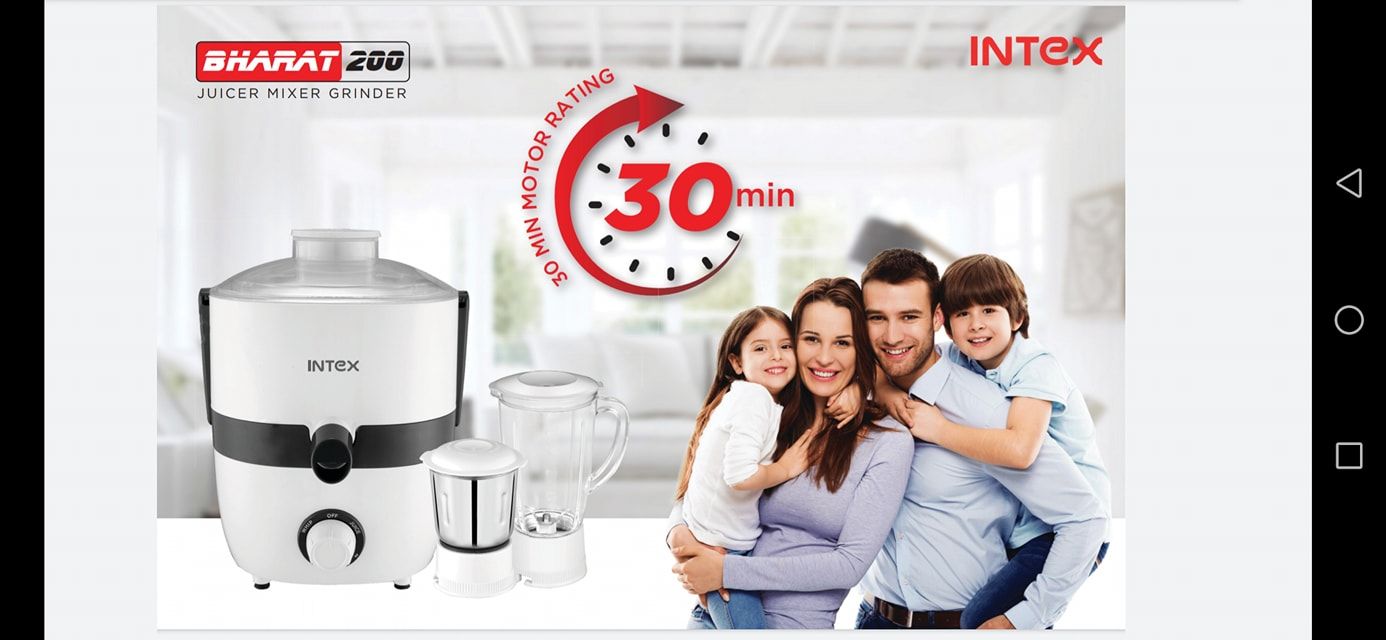 INTEX Juicer Mixer Grinder 500W- Novis with 2 Jars|1.5L Blender Jar,0.7L SS Multipurpose Jar|Nozzle Cap|Shockproof Body Design,Overload Protection for Sa