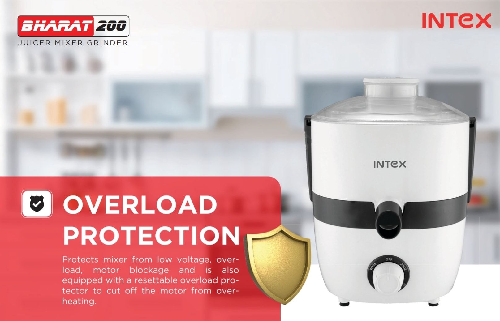 INTEX Juicer Mixer Grinder 500W- Novis with 2 Jars|1.5L Blender Jar,0.7L SS Multipurpose Jar|Nozzle Cap|Shockproof Body Design,Overload Protection for Sa