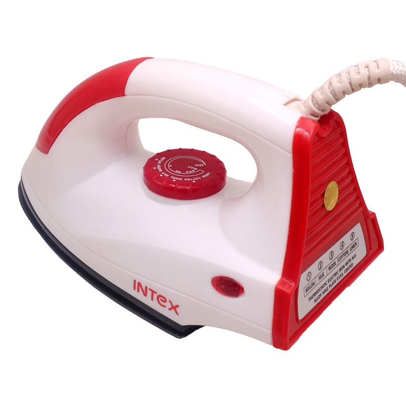 Intex Glide Lite  Iron Box 1000W, Shock Proof Cool touch Handle Inbuilt dry element Aluminium Sole Plate , Variable temperature knol