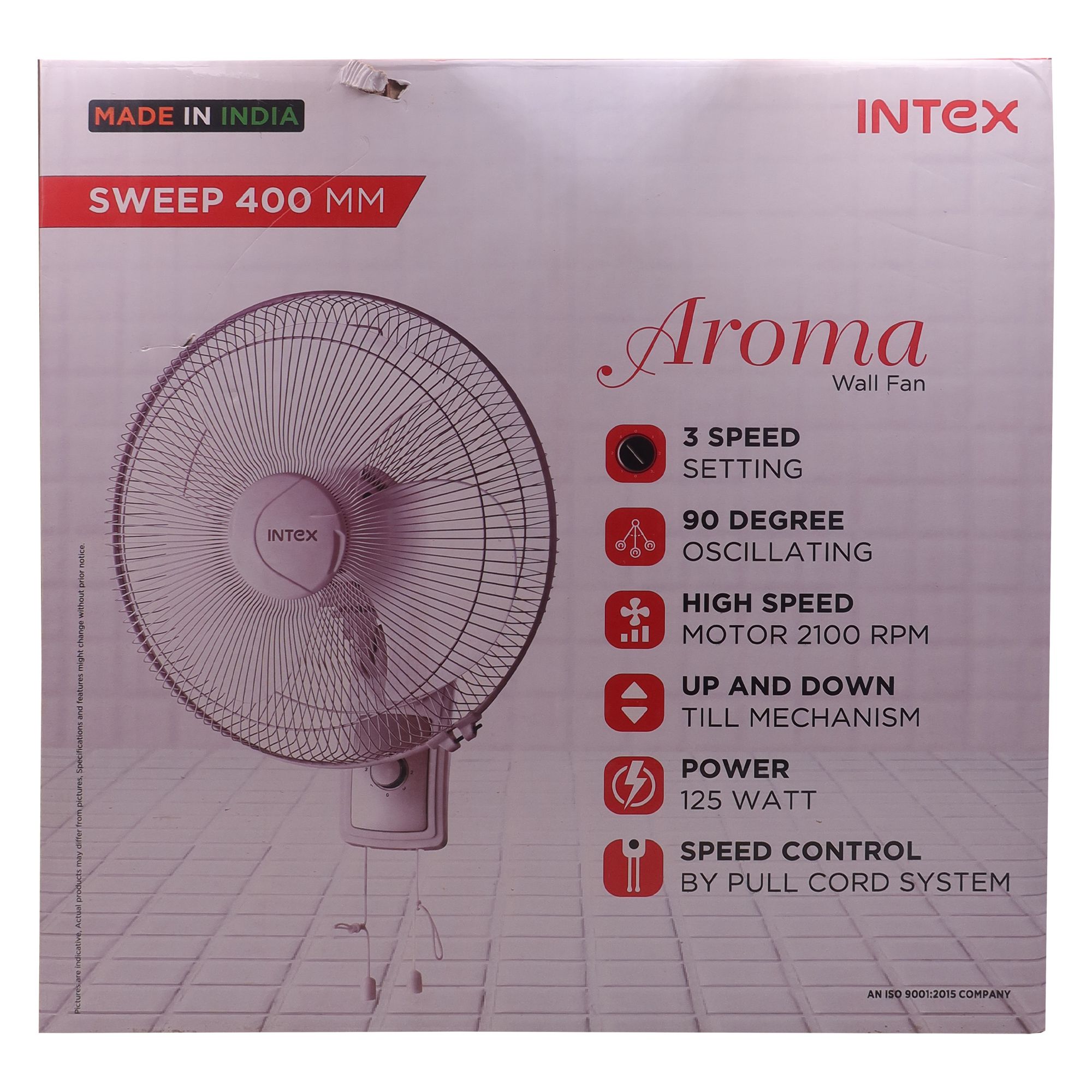 Intex Aroma Wall Fan 3 Speed Speed Control, Wall Mount 3 Blade High Speed Motor 2100 RPM