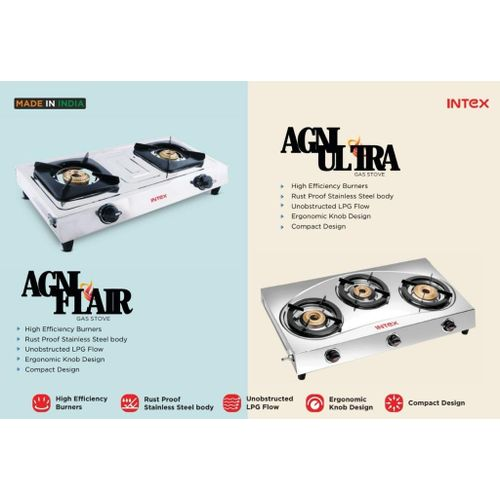 [BRAND] Intex  agni ultra gas stove 3 Brass Burners and Ergonomic designed knob