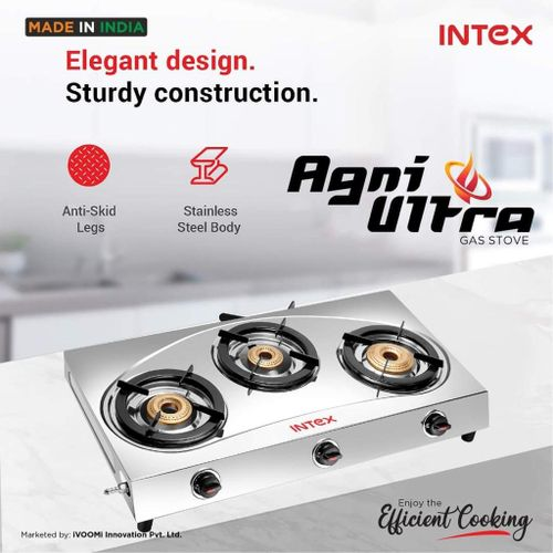 [BRAND] Intex  agni ultra gas stove 3 Brass Burners and Ergonomic designed knob