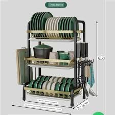 Heavy Duty 3 Tier Dish Rack With Cutlery Holder
Carbon heavy duty 3 tier dish rack with cutlery holder