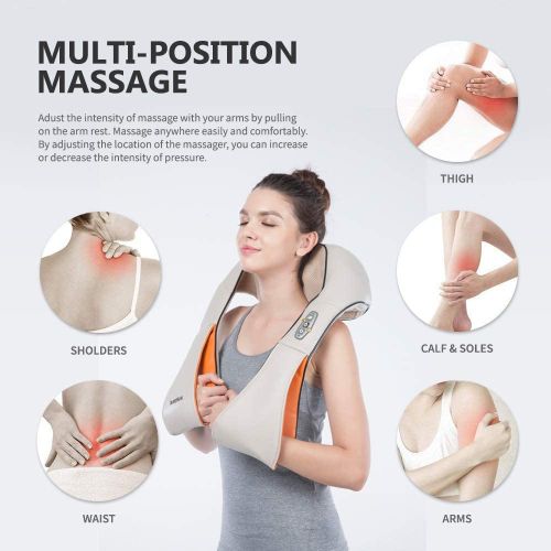 Shiatsu Back Massager - Shiatsu Neck and Shoulder Massager - Foot Massager - Kneading Massage Pillow w/ Heat