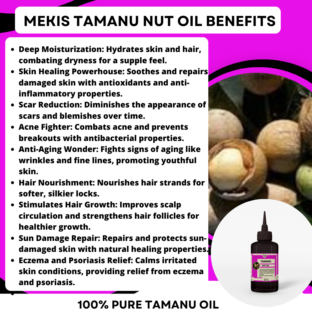 Tamanu Oil -For  Scar Reduction, Acne Fighter, Anti-Aging & Stimulates Hair Growth