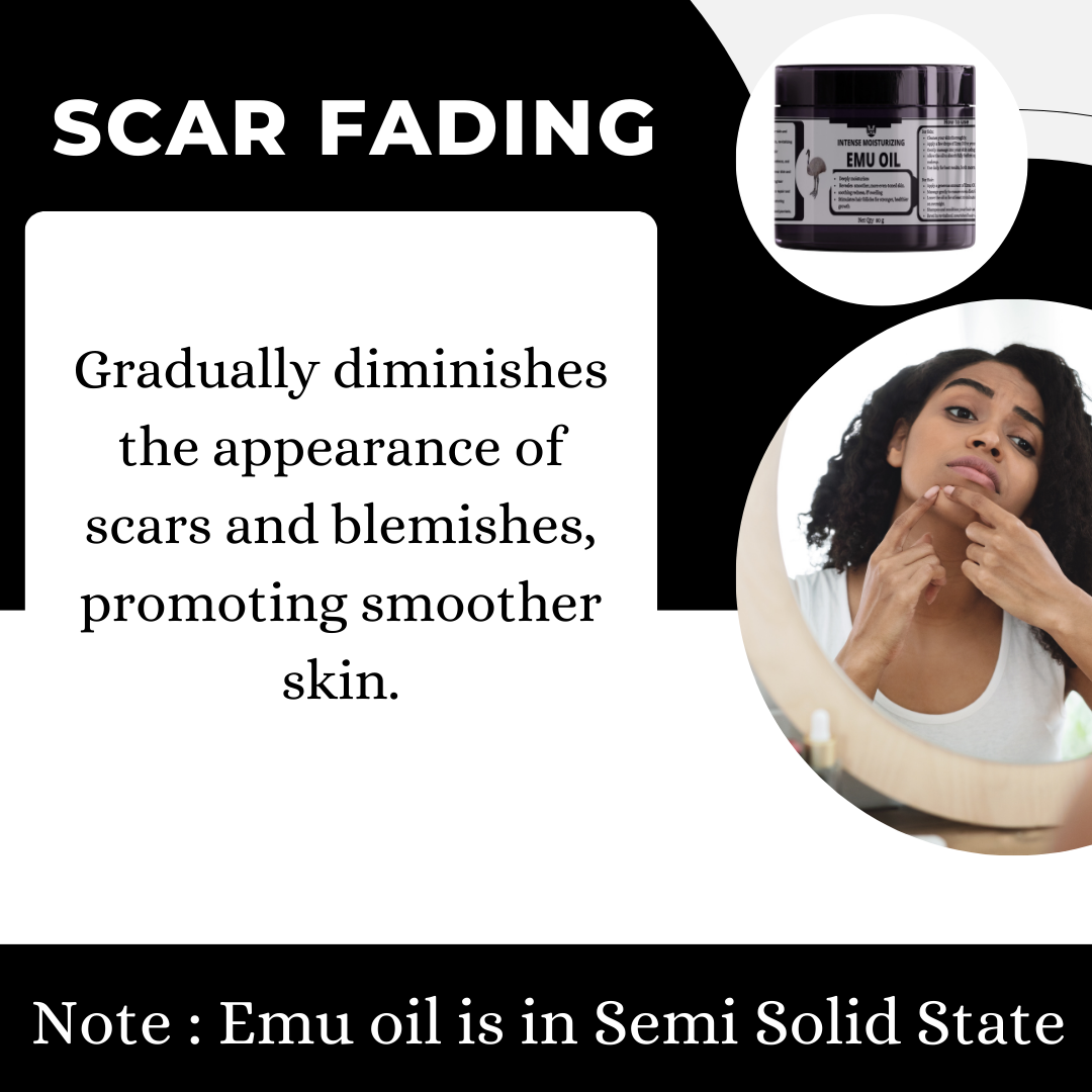 Emu Oil -( Semi Solid State),Scar Fading ,Acne Combatant, Hair Growth Stimulator ,Split End Savior & Eczema and Psoriasis Relief: