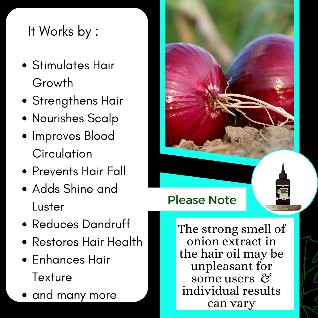 Onion Hair Growth Oil -100% Pure,Stimulates Hair Growth,Strengthens Hair,Nourishes Scalp,Prevents Hair Fall.