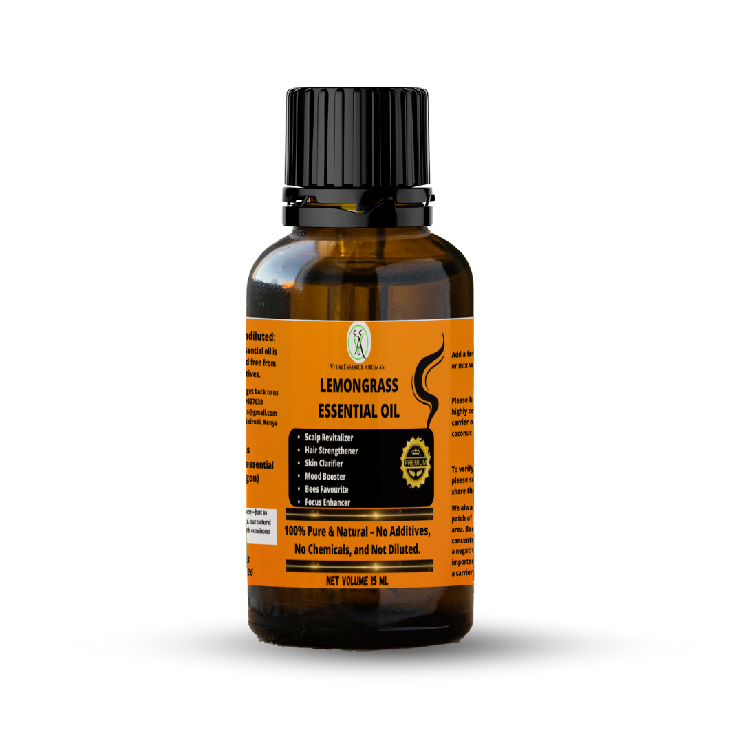 Lemongrass Essential Oil  - 100% Pure, Undiluted, Therapeutic Grade, Aromatherapy Diffuser ,Scalp Revitalizer Hair Strengthener Skin Clarifier,Bees Attractor