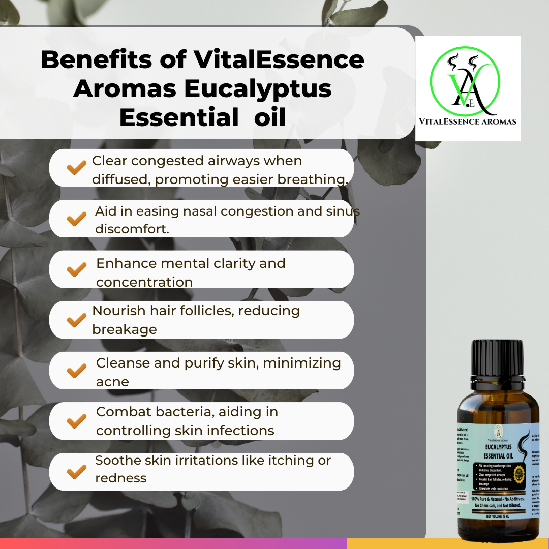 Eucalyptus Essential Oil  - 100% Pure, Undiluted, Therapeutic Grade, Aromatherapy Diffuser ,For Stress,nasal congestion