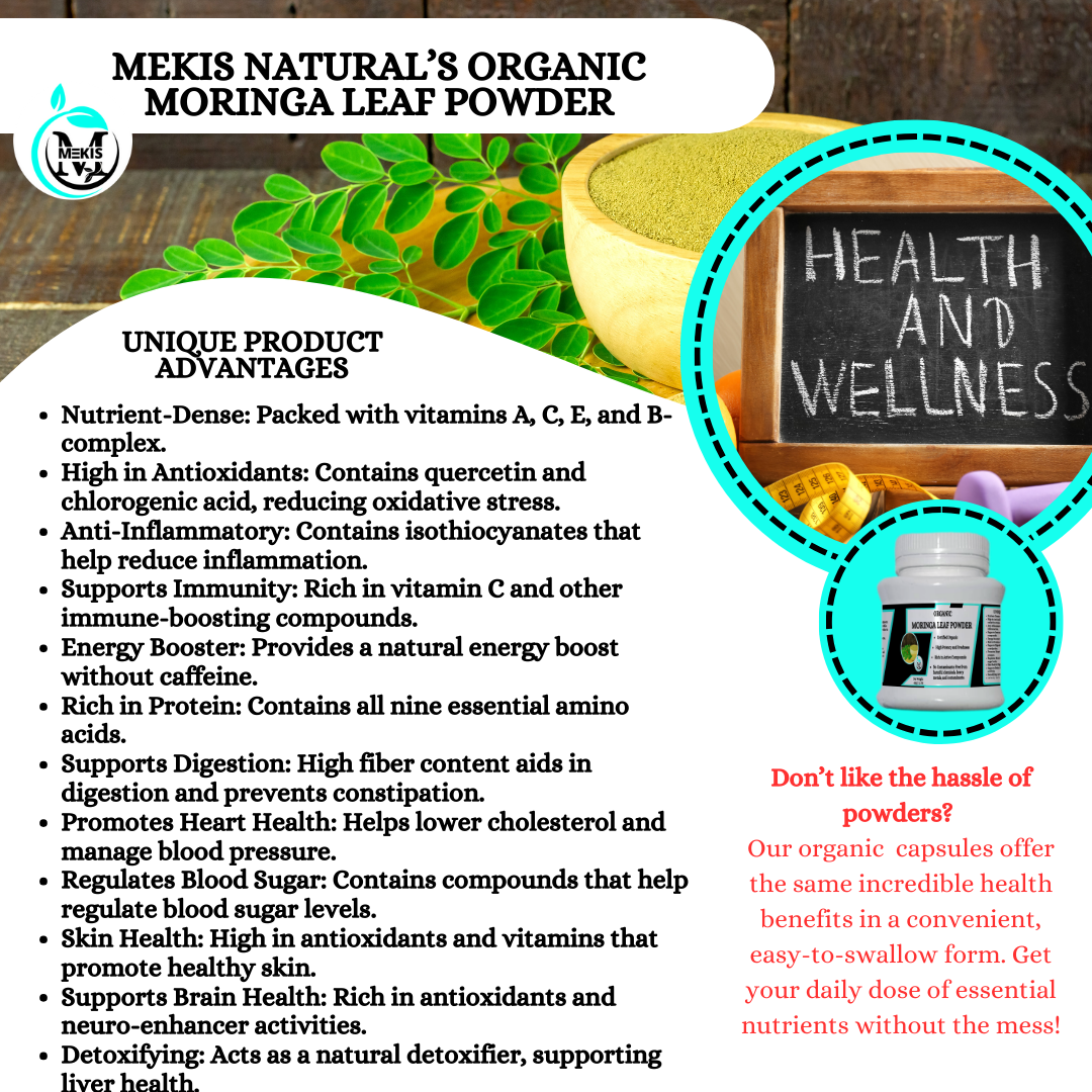 Moringa Leaf Powder - Reduce inflammation ,Strengthen your immune system  ,Improve digestion,  Lower cholesterol