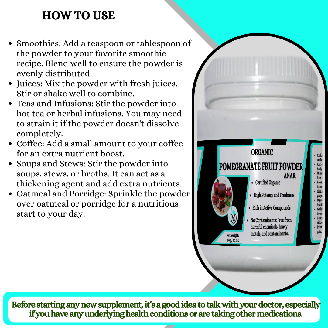 Pomegranate Fruit Powder - Reduce inflammation, Boosts Immunity, help reduce the risk of certain cancers,reduce symptoms of arthritis