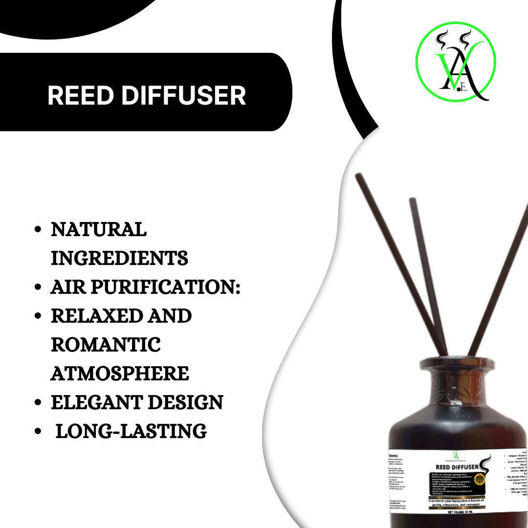 Reed Diffuser with - 50ml,purifies the air but also enhances the quality of your living space, creating a relaxed and romantic atmosphere