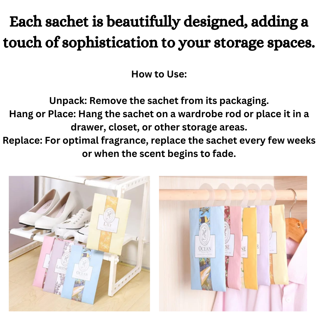Wardrobe Scentred Air Freshner Sachet -  Ideal for wardrobes,Shoe cabinet 0.02 closets, drawers, and even gym bags