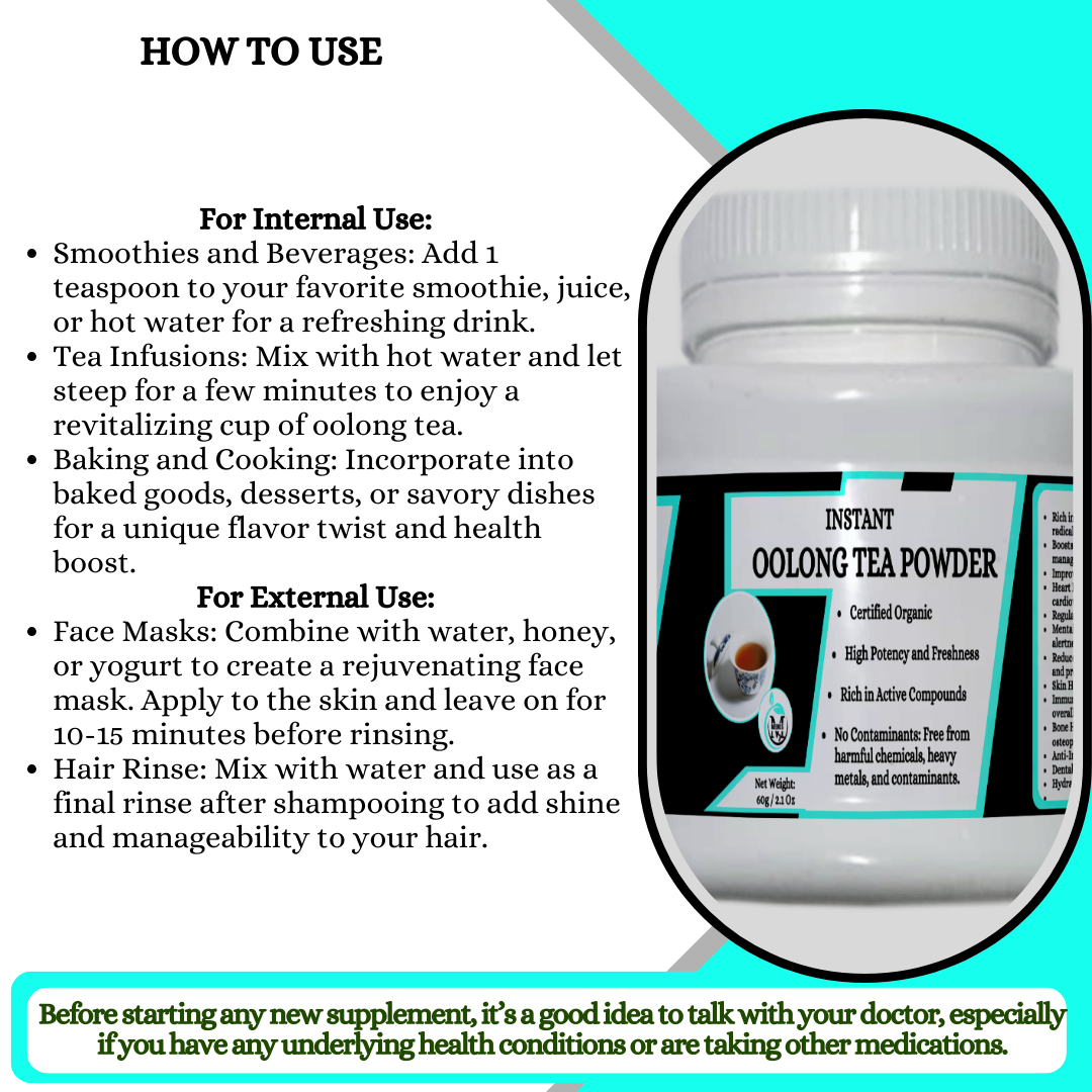 Oolong Tea Powder - Aids in effective weight management,Reduces bloating,Lowers cholesterol levels & stabilize blood sugar levels