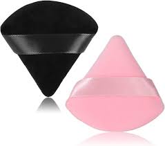 2pcs Powder Puff Triangle Face Makeup Cosmetic for Loose Powder Soft Body Washable Reusable Foundation Sponge Mineral Wet Dry Makeup Tool