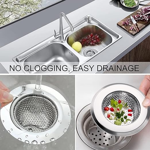 2PCS Kitchen Sink Strainer Stainless Steel 11.5cm - 2.5cm depth - Upgrade Never Rust - Kitchen Sink Strainer Basket - Food Catcher for Kitchen Sinks - Garbage Disposal Strainer