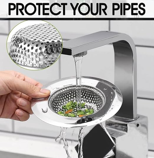 2PCS Kitchen Sink Strainer Stainless Steel 11.5cm - 2.5cm depth - Upgrade Never Rust - Kitchen Sink Strainer Basket - Food Catcher for Kitchen Sinks - Garbage Disposal Strainer