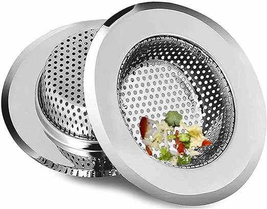 2PCS Kitchen Sink Strainer Stainless Steel 11.5cm - 2.5cm depth - Upgrade Never Rust - Kitchen Sink Strainer Basket - Food Catcher for Kitchen Sinks - Garbage Disposal Strainer